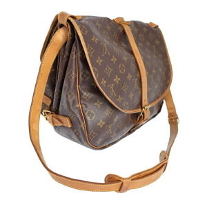 Louis Vuitton Bag Shoulder Monogram Leather Brown Saumur